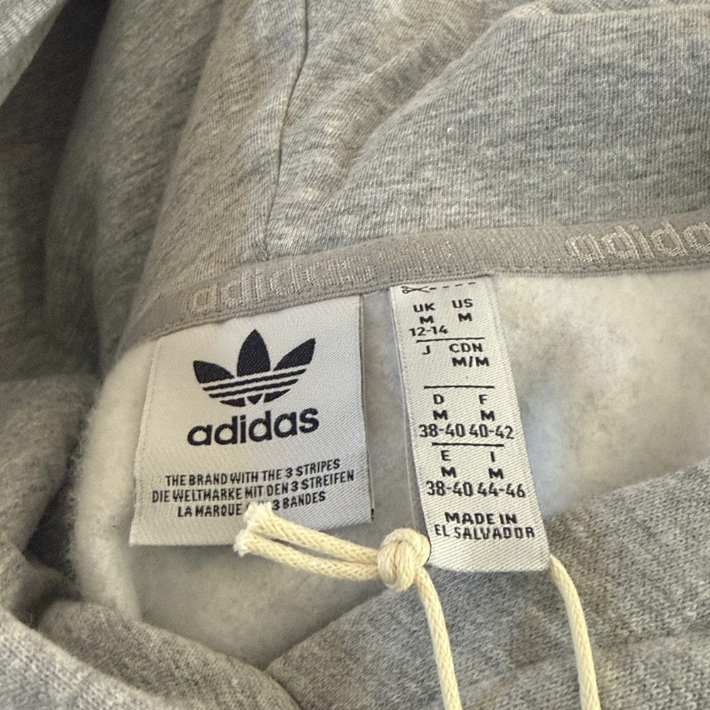 Adidas Light Gray Pullover Hoodie with Trefoil Logo Size M - Picture 10 of 16